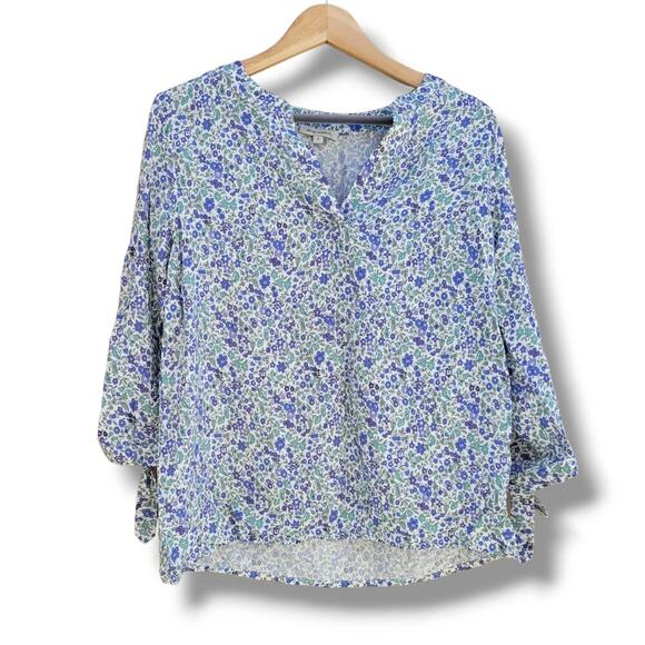 Anne Carson women's floral 3/4 Sleeves VNeck Blouse  - small - Picture 1 of 7